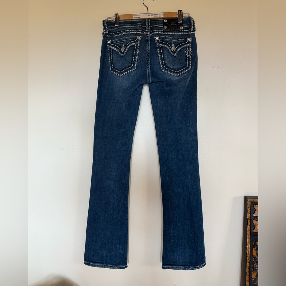 Miss Me Blue Boot Cut Jeans with Decorative Stitching